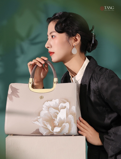Tang Imperial 28 Embroidered Peony Bloom Tote