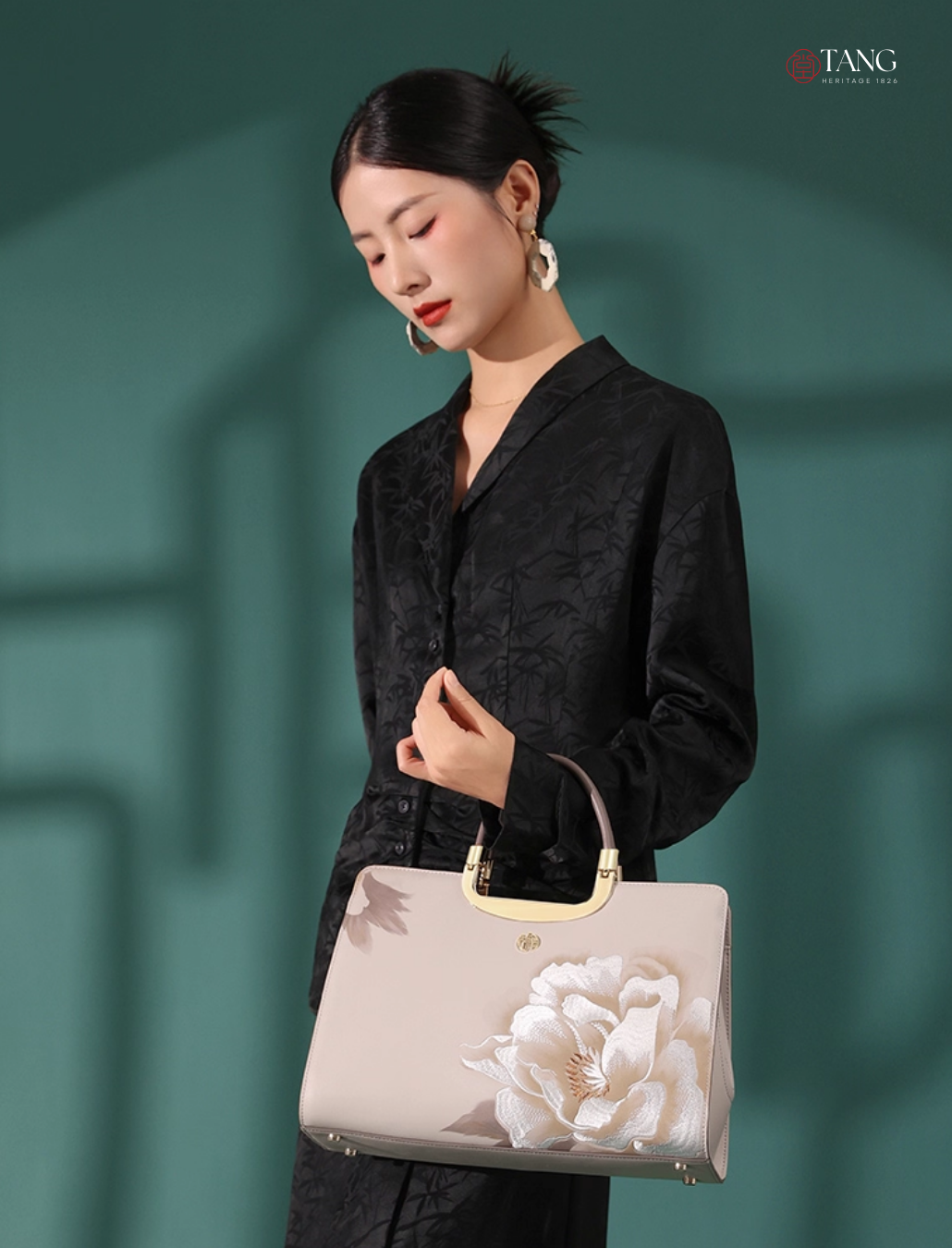 Tang Imperial 28 Embroidered Peony Bloom Tote