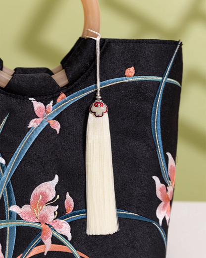 Tang Bloom Orchid Top-Handle Bag