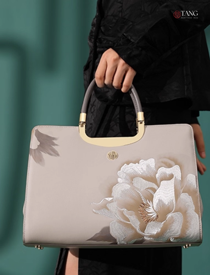 Tang Imperial 28 Embroidered Peony Bloom Tote