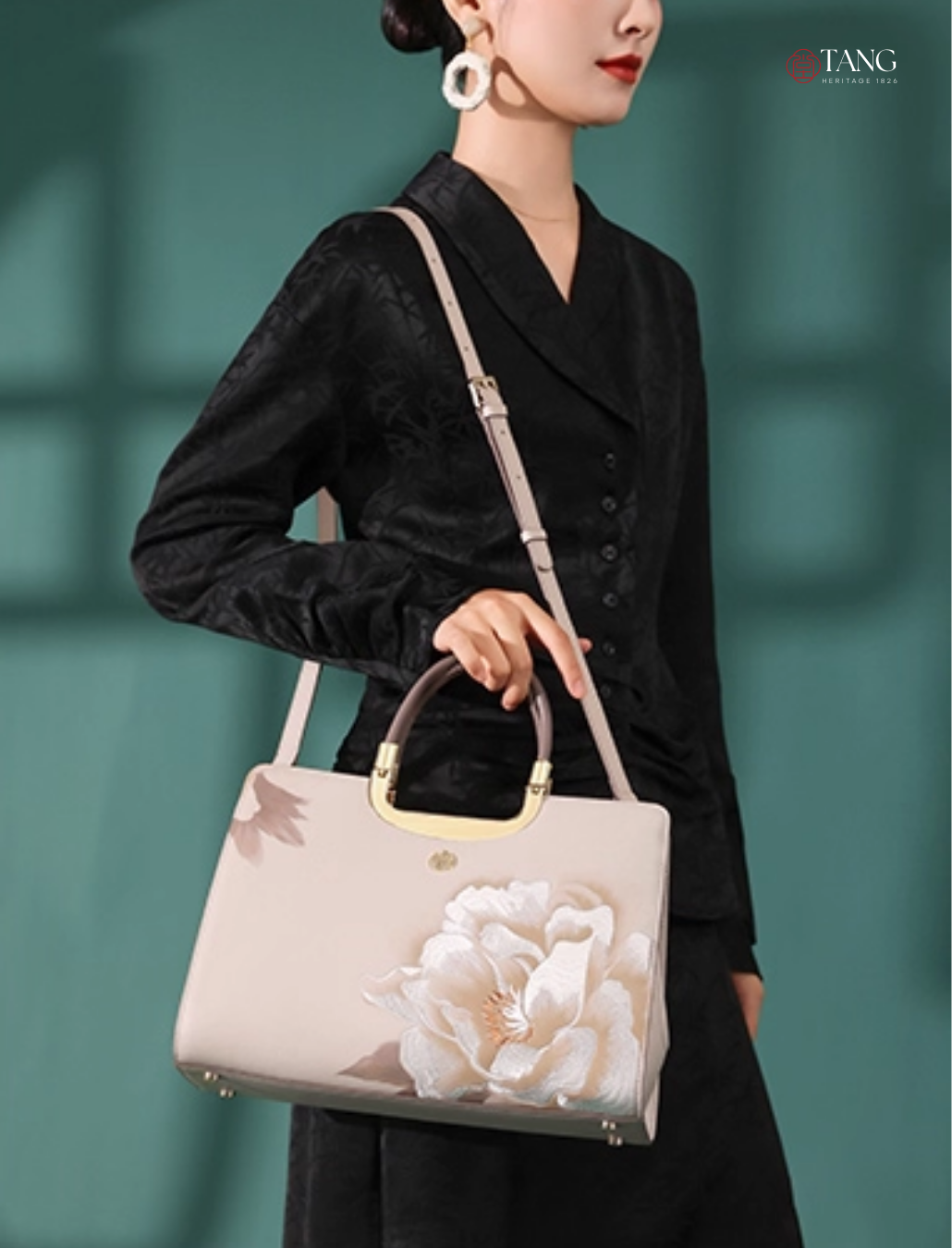Tang Imperial 28 Embroidered Peony Bloom Tote