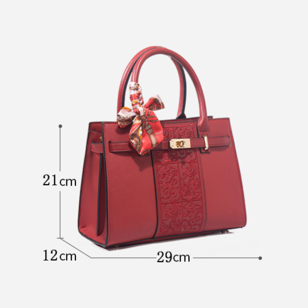 Tang Red 29 Embossed Floral Tote II