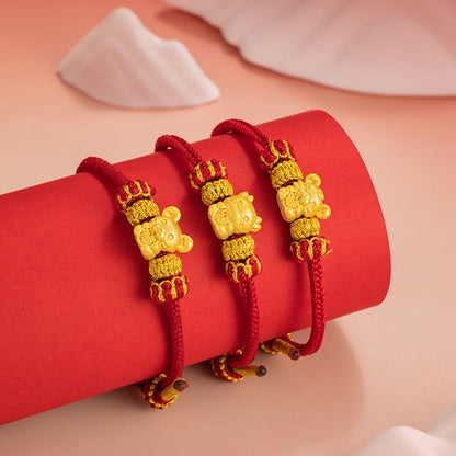 Fire Goat 2027 Zodiac Fortune Bead Red Cord Bracelet