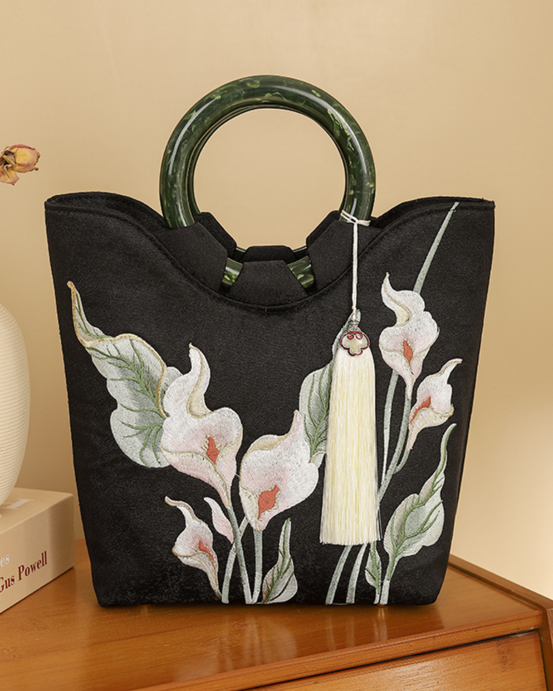 Tang Bloom Trumpet Lily Top-Handle Bag