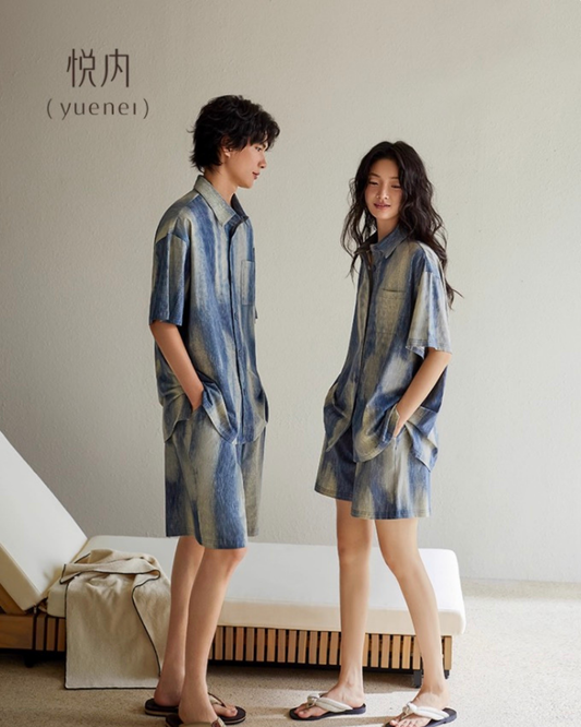 Qīng Pajamas Set (Short-Sleeve & Pants)