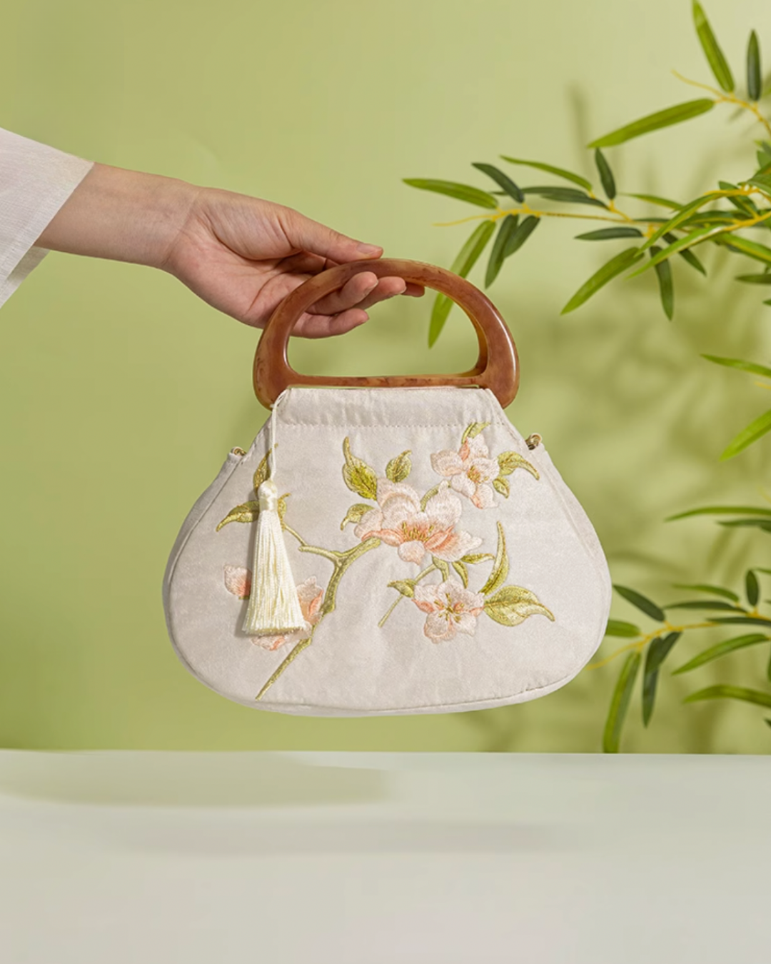 Tang Bloom Magnolia Top-Handle Bag