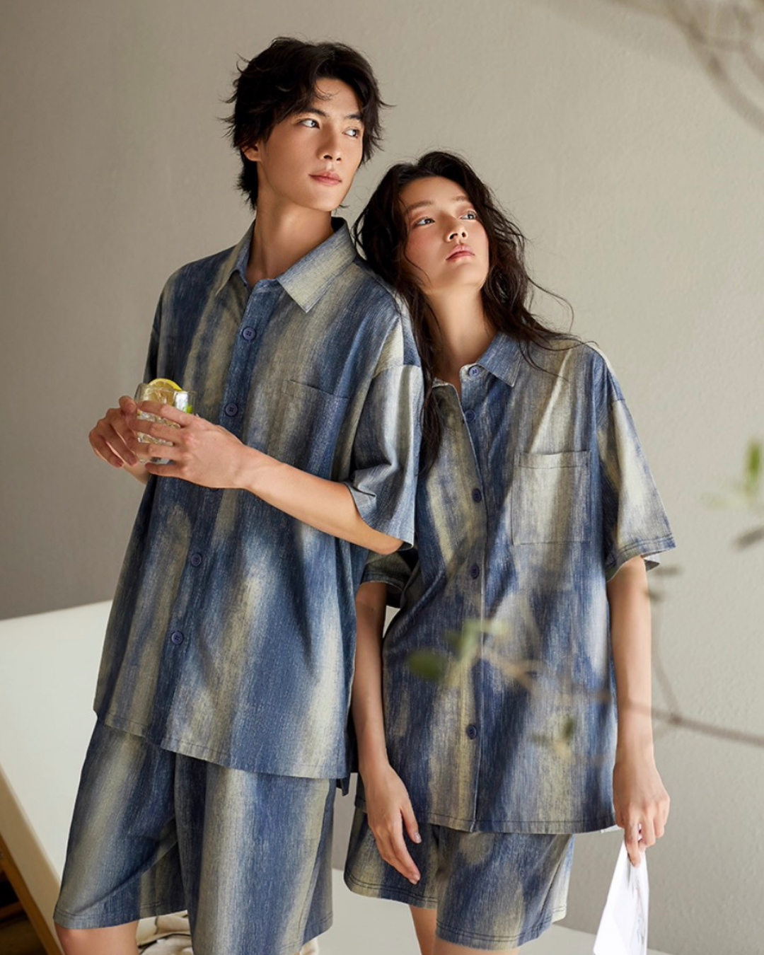 Qīng Pajamas Set (Short-Sleeve & Pants)