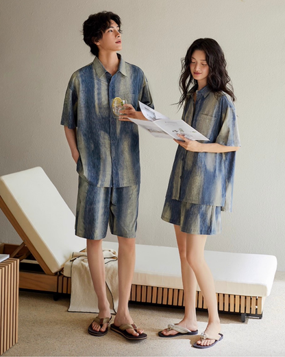 Qīng Pajamas Set (Short-Sleeve & Pants)