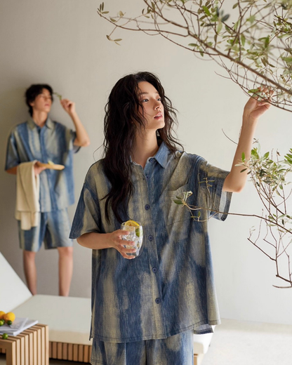 Qīng Pajamas Set (Short-Sleeve & Pants)