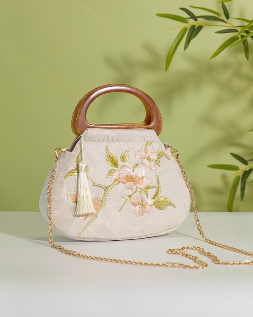 Tang Bloom Magnolia Top-Handle Bag