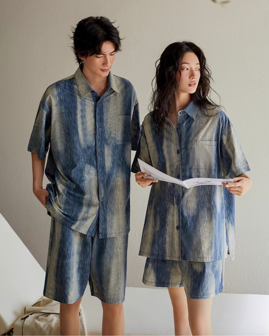 Qīng Pajamas Set (Short-Sleeve & Pants)