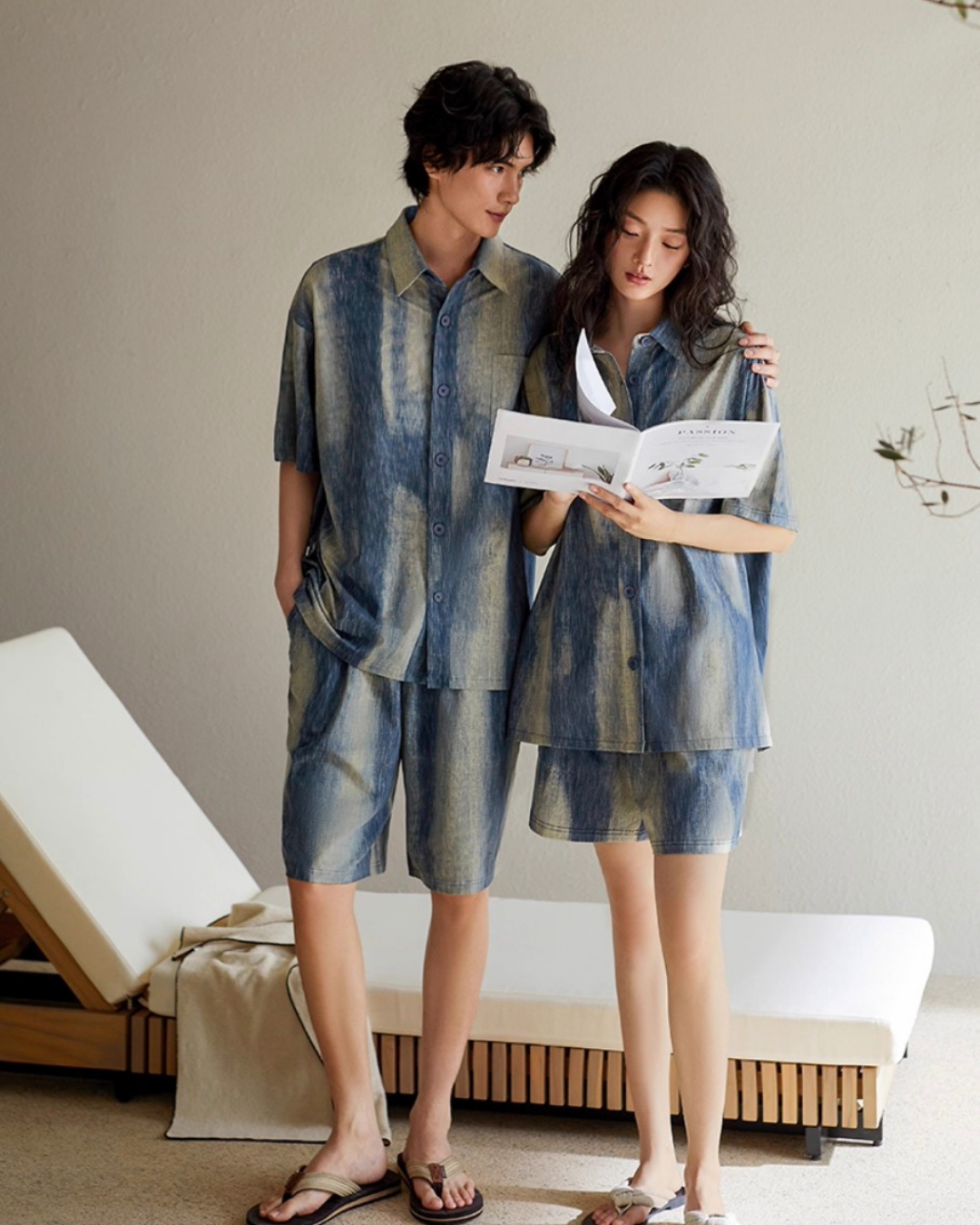 Qīng Pajamas Set (Short-Sleeve & Pants)