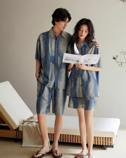 Qīng Pajamas Set (Short-Sleeve & Pants)
