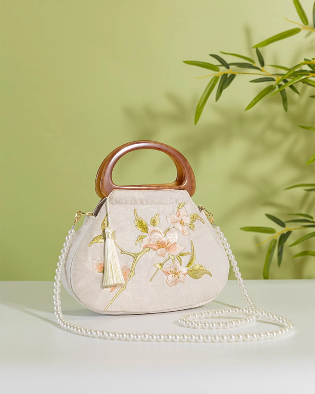 Tang Bloom Magnolia Top-Handle Bag