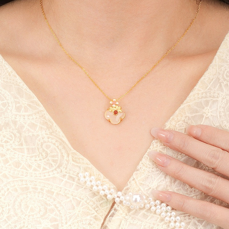 Twelve Flower Goddesses Jade & Agate Necklace
