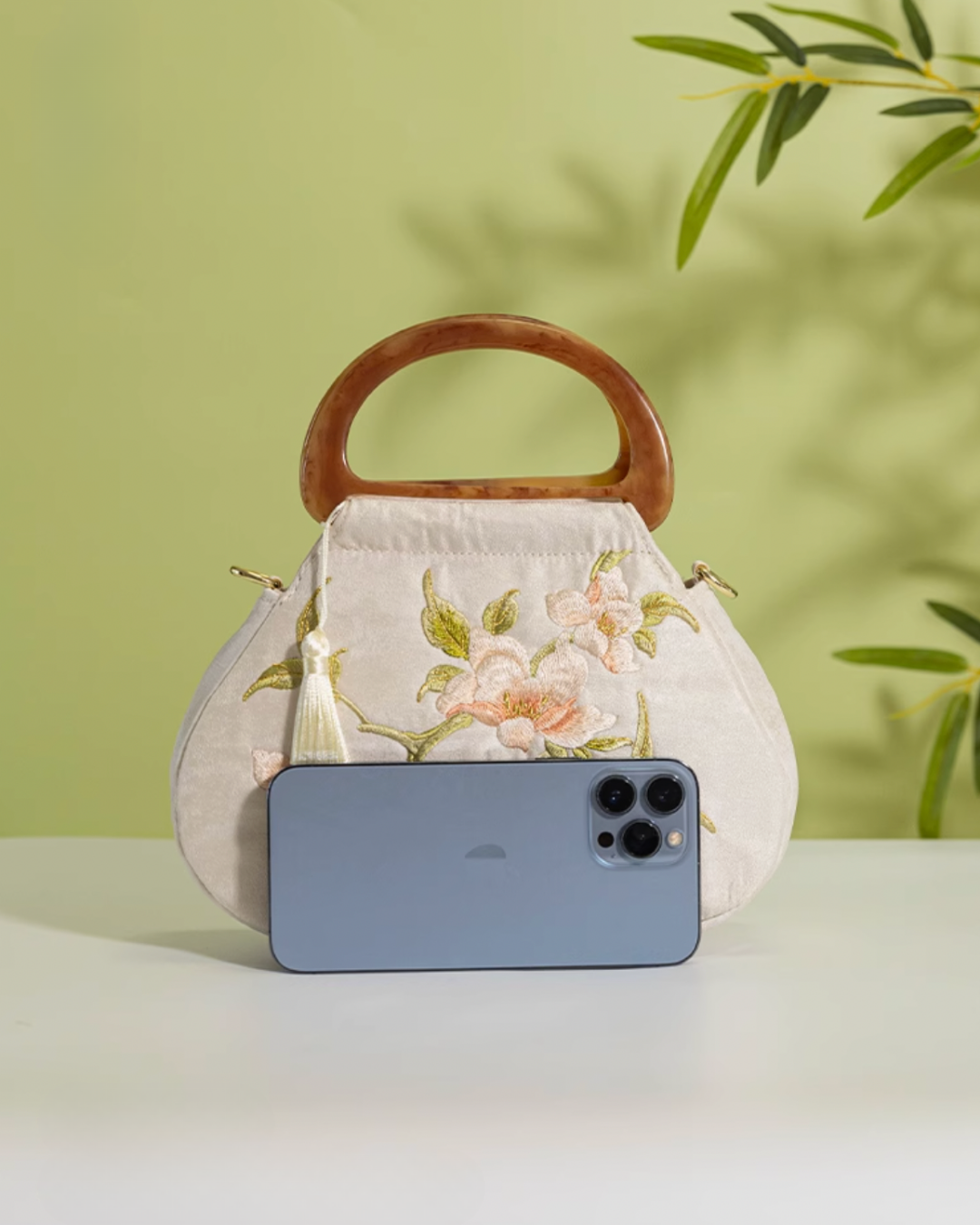 Tang Bloom Magnolia Top-Handle Bag