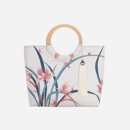 Tang Bloom Orchid Top-Handle Bag