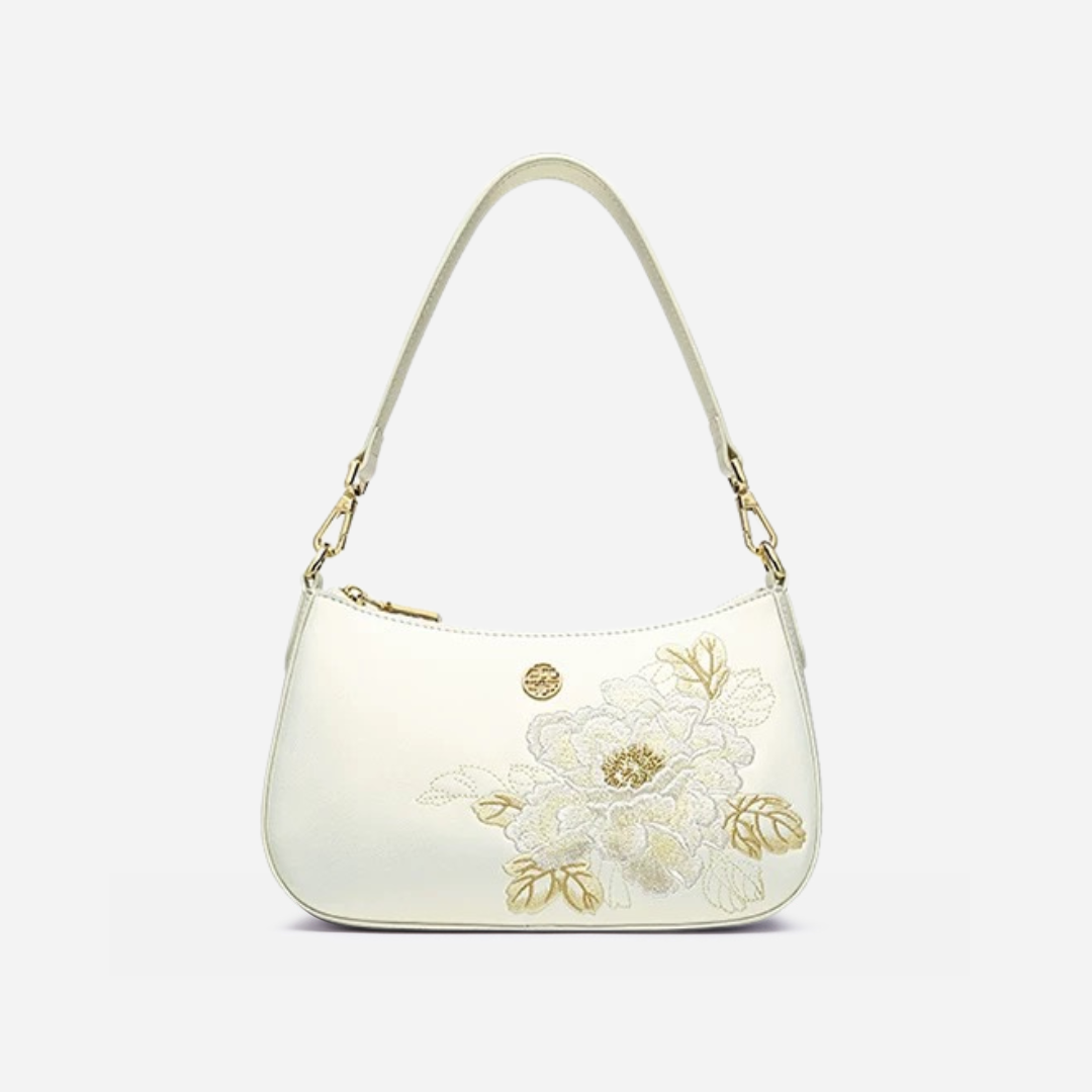 Tang Red 24 Embroidered Queen Peony Shoulder Bag