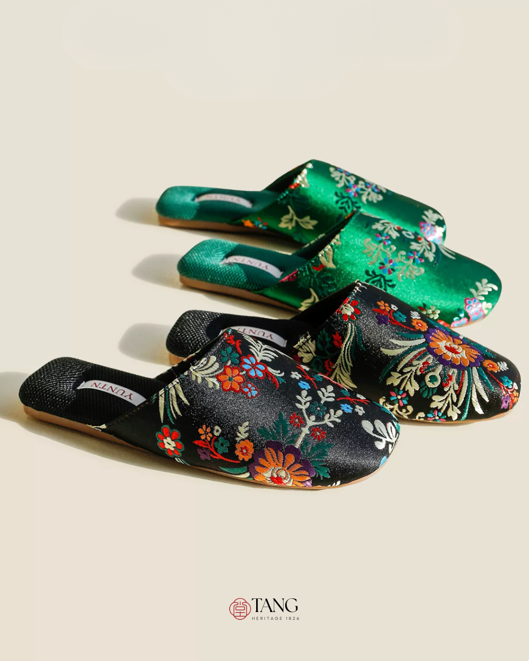 Hundred Flowers Embroidered Satin Women Indoor Slipper