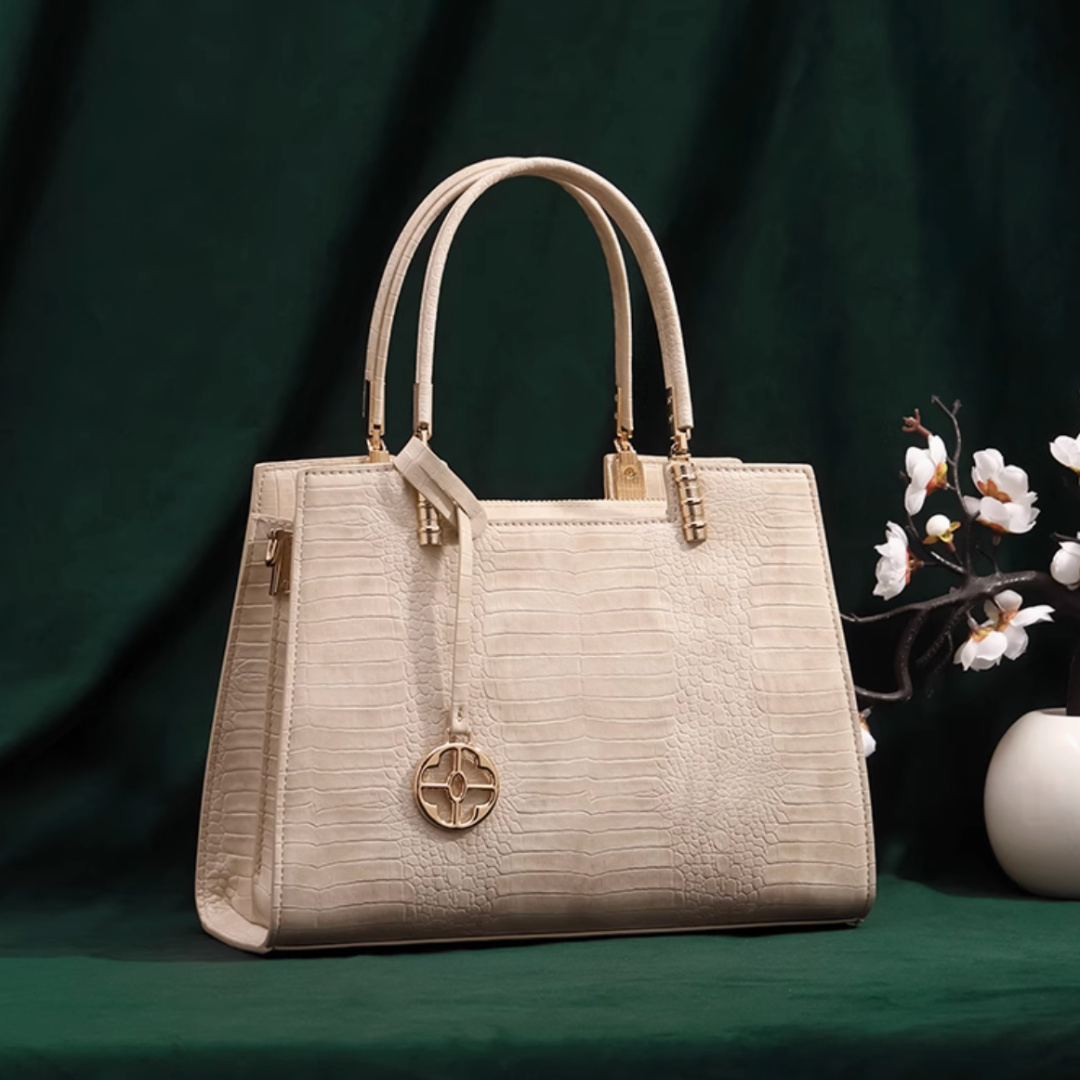Tang Red 29 Almond Crocodile-Embossed Tote II
