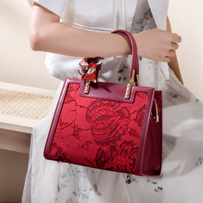 Tang Red 27 Velvet Rose Tote