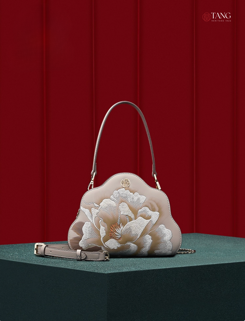 Tang Imperial 25 Embroidered Peony Bloom Shoulder Bag