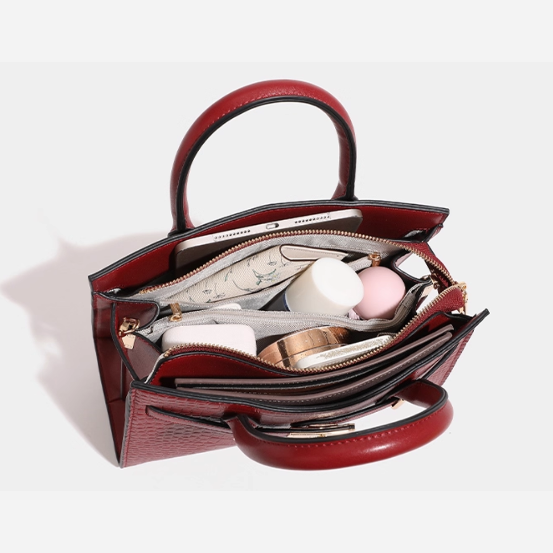 Tang Red 27 Scarlet Crocodile-Embossed Tote