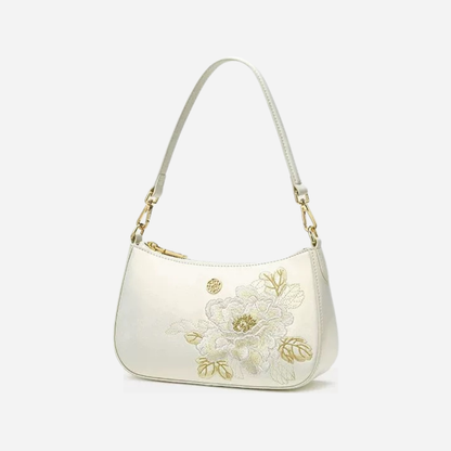 Tang Red 24 Embroidered Queen Peony Shoulder Bag
