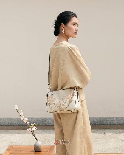 Tang Red 28 Embroidered Blooming Clouds Shoulder Bag