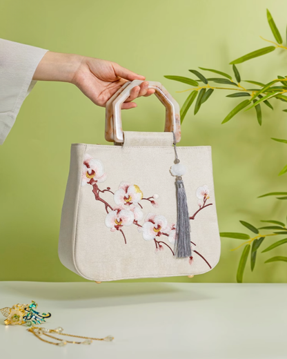 Tang Bloom Orchid Top-Handle Bag