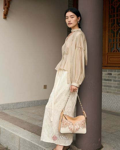Tang Red 28 Embroidered Blooming Clouds Shoulder Bag