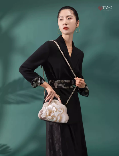 Tang Imperial 25 Embroidered Peony Bloom Shoulder Bag