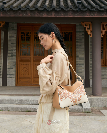 Tang Red 28 Embroidered Blooming Clouds Shoulder Bag