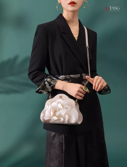 Tang Imperial 25 Embroidered Peony Bloom Shoulder Bag