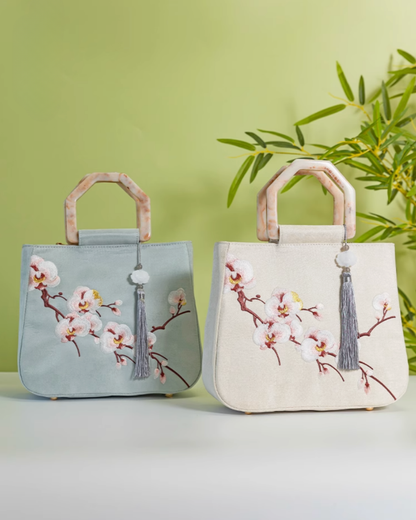 Tang Bloom Orchid Top-Handle Bag