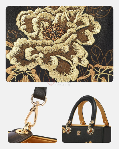 Tang Red 25 Embroidered Queen Peony Tote