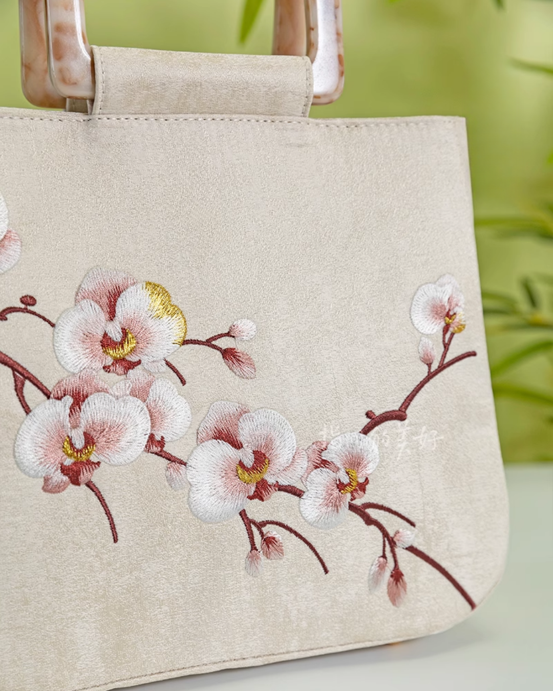 Tang Bloom Orchid Top-Handle Bag
