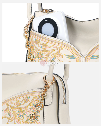 Tang Red 28 Embroidered Blooming Clouds Shoulder Bag