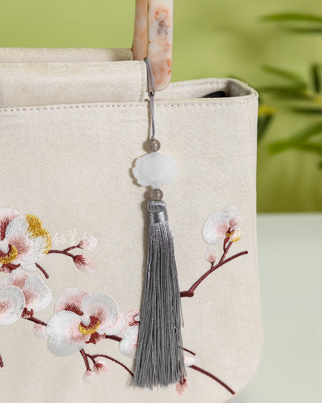 Tang Bloom Orchid Top-Handle Bag