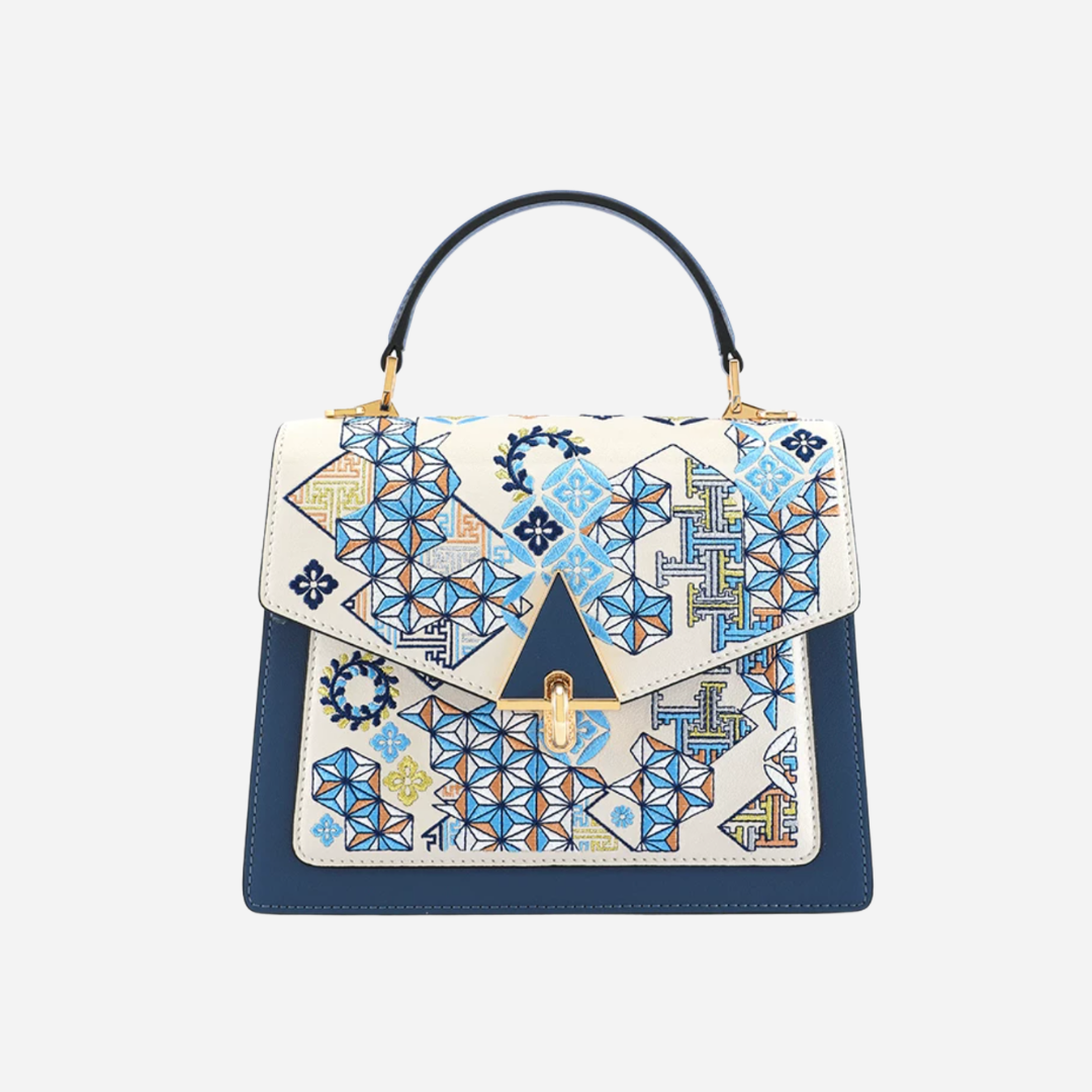 Tang Red 24 Embroidered Suozi Pattern Top-Handle Bag