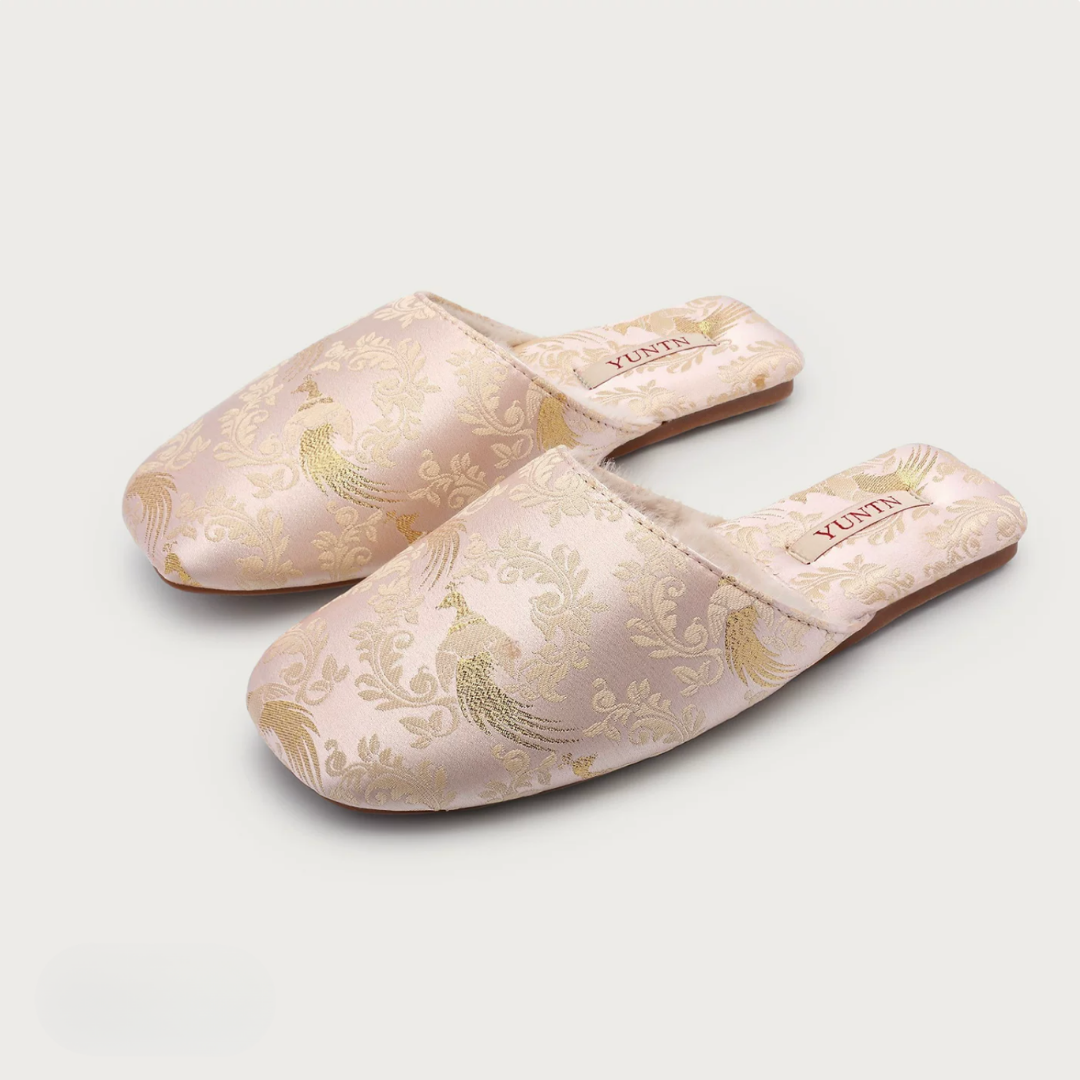 Jade Peacock Luxury Satin Women Indoor Slipper