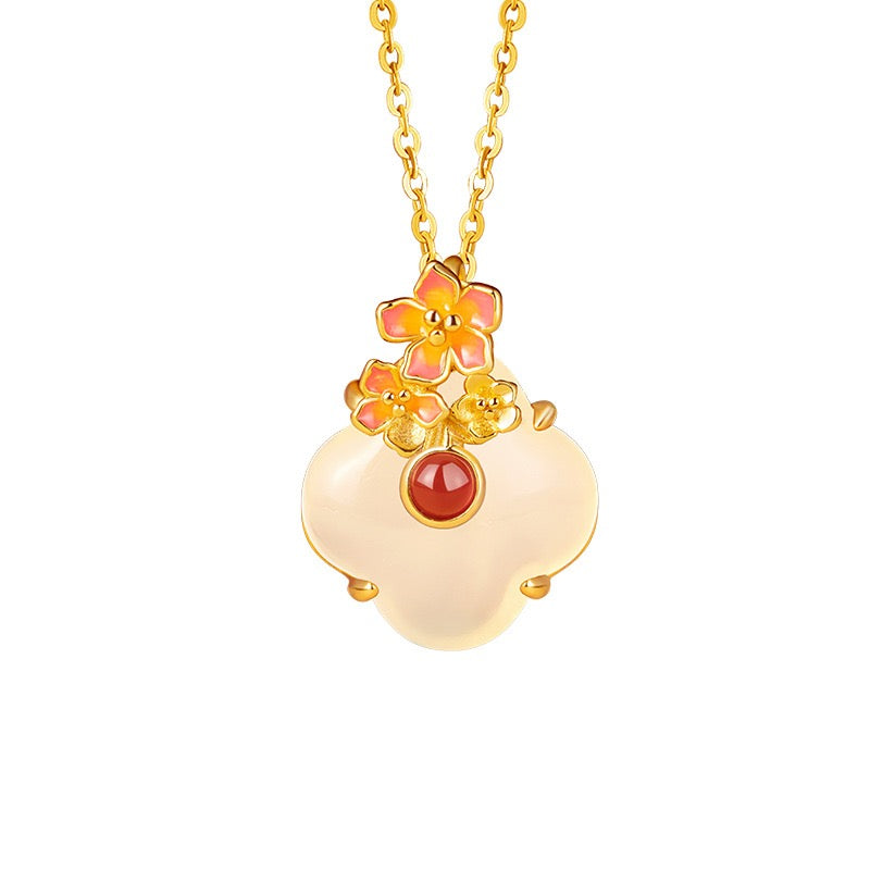Twelve Flower Goddesses Jade & Agate Necklace
