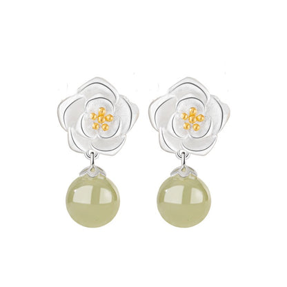 Twelve Flower Goddesses Hetian Jade Drop Earrings