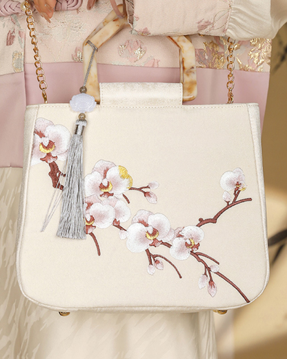 Tang Bloom Orchid Top-Handle Bag