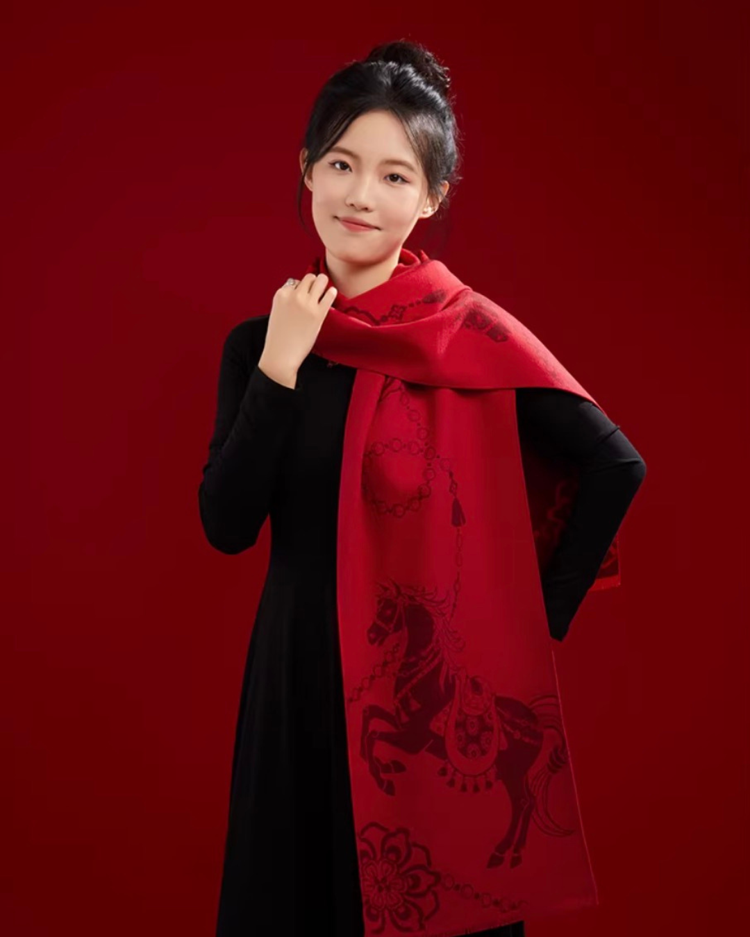 Red Horse Year Scarf Gift Set