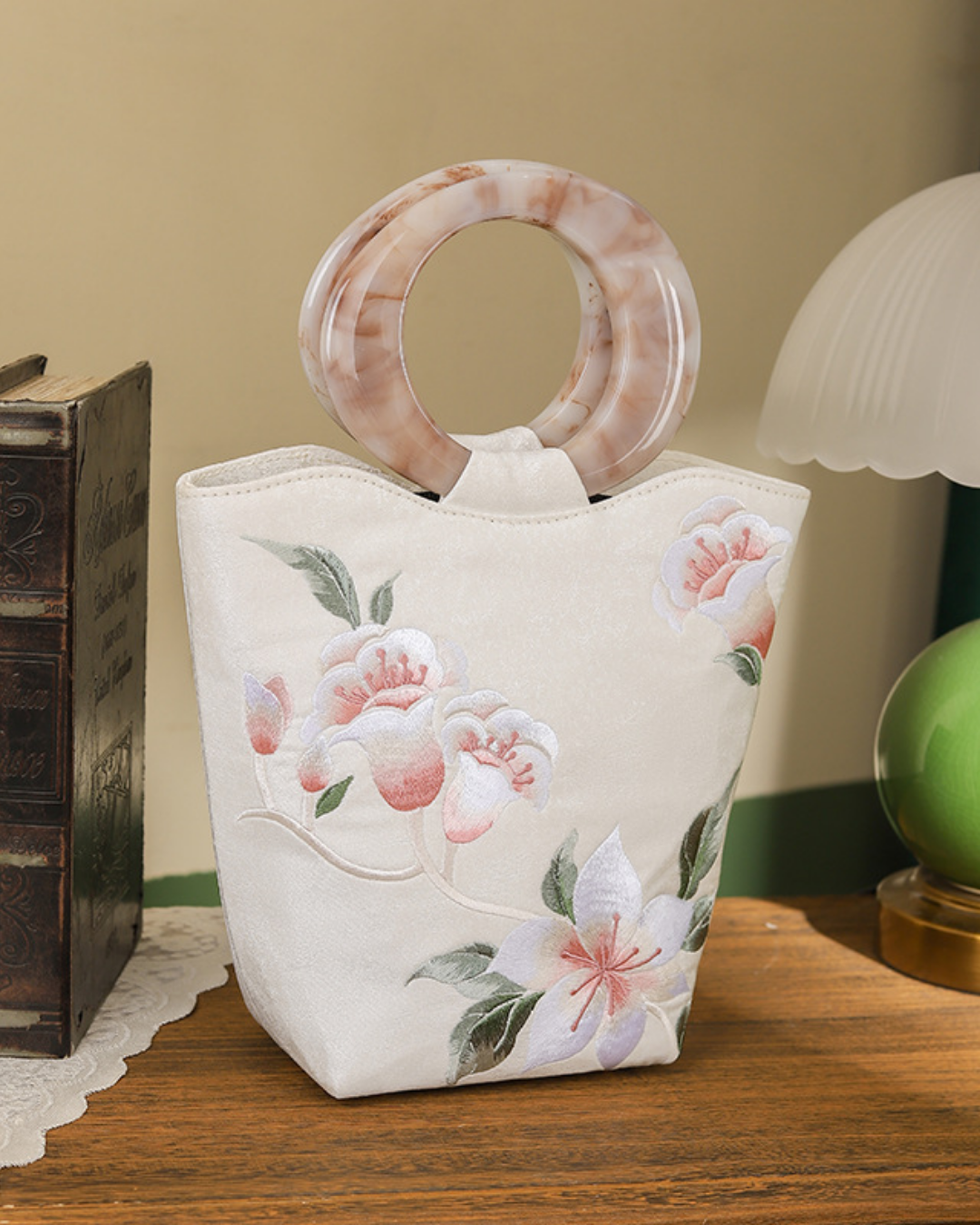 Tang Bloom Peach Blossom Top-Handle Bag