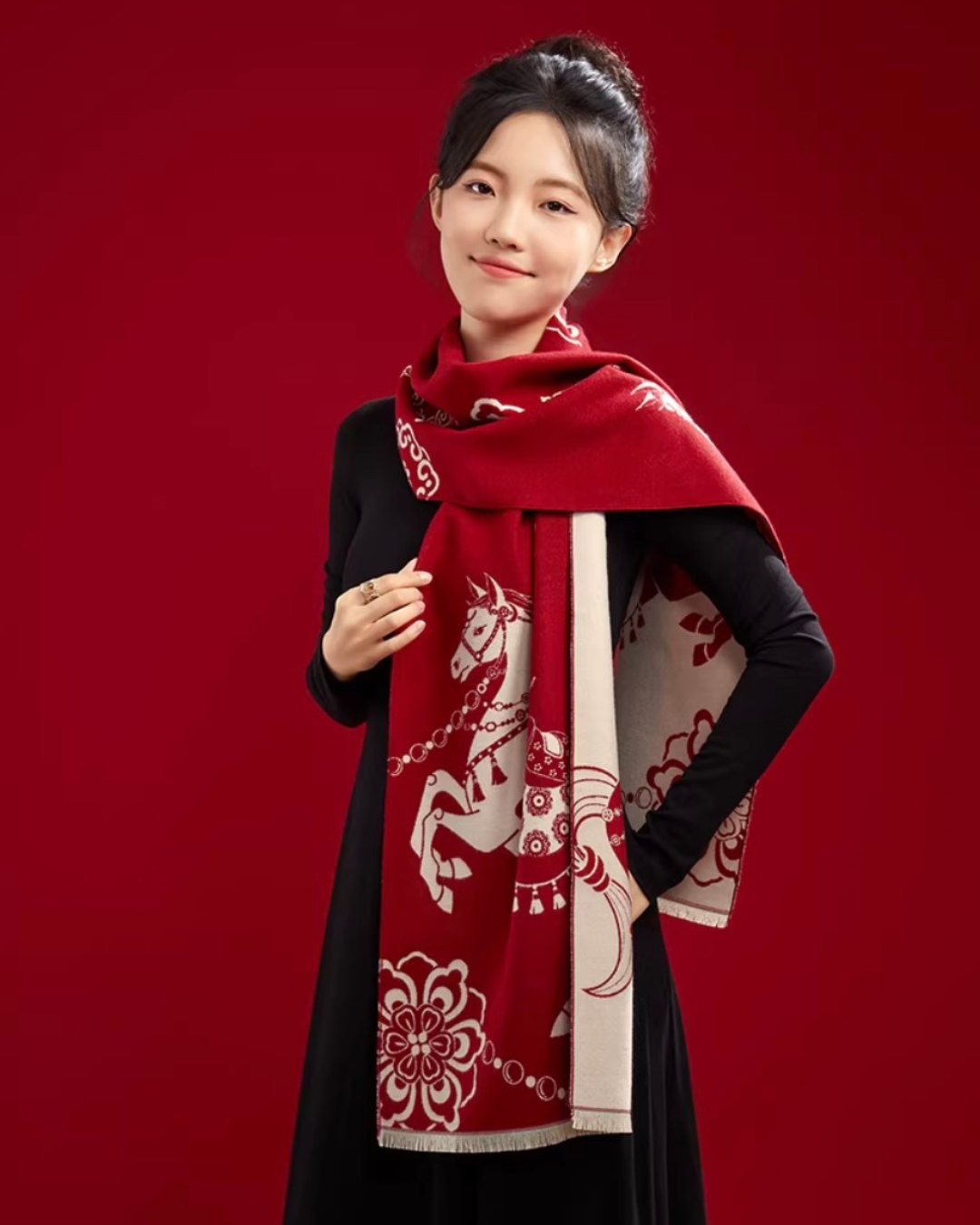 Red Horse Year Scarf Gift Set