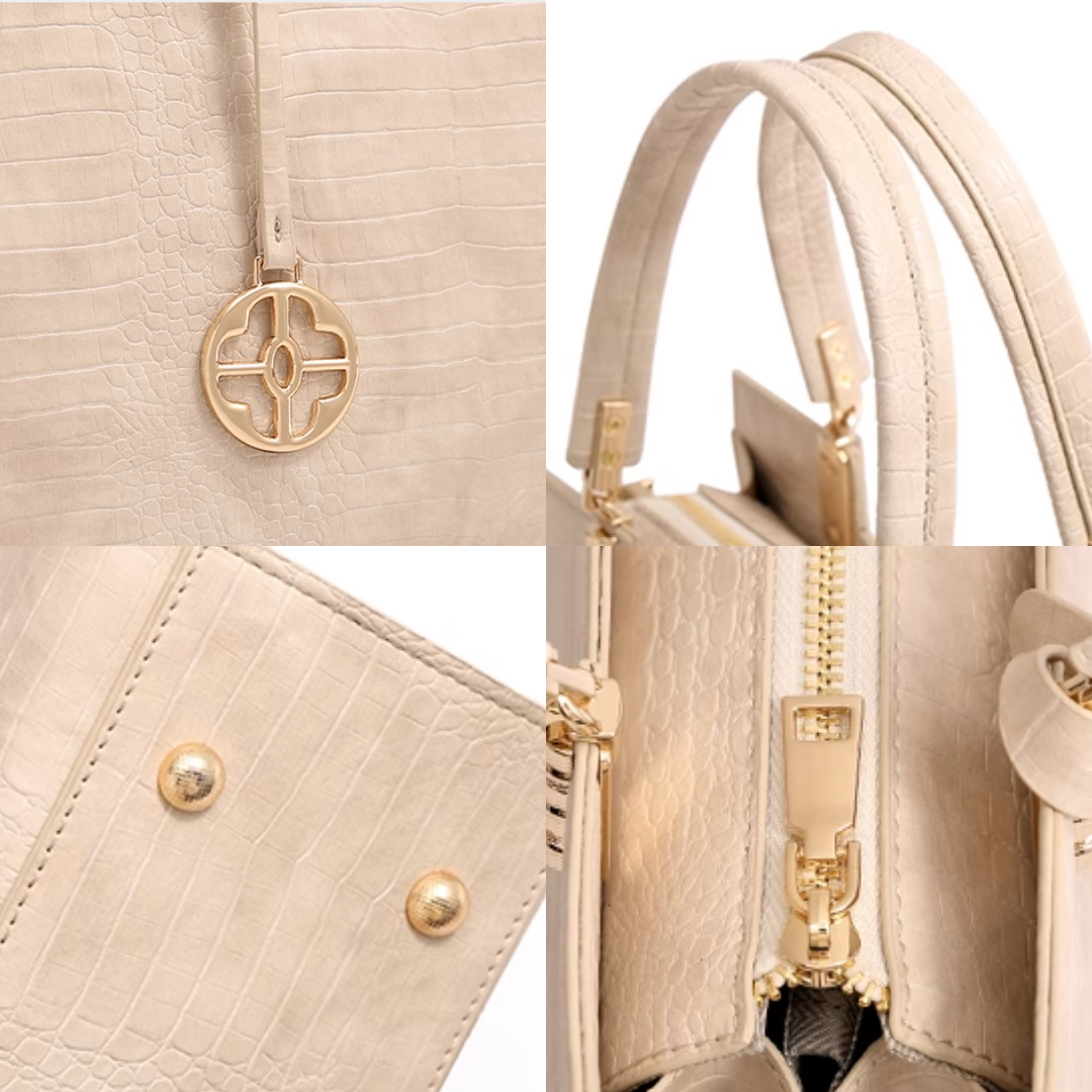 Tang Red 29 Almond Crocodile-Embossed Tote II