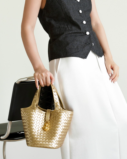 Tang Gold 25 Woven Bucket Bag