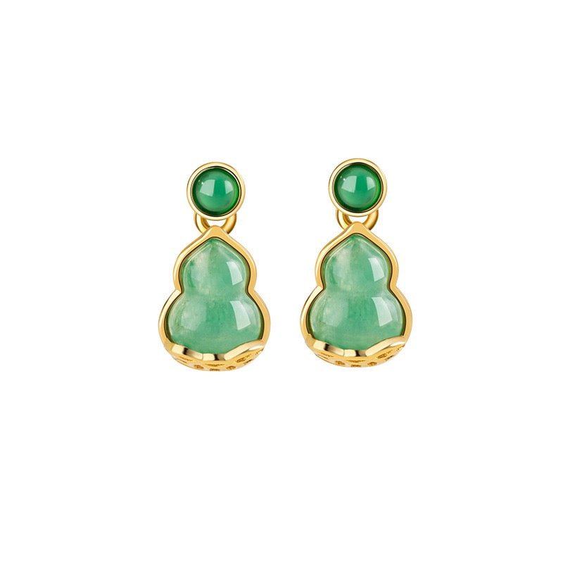Mountain Mist African Jade Lucky Gourd Earrings